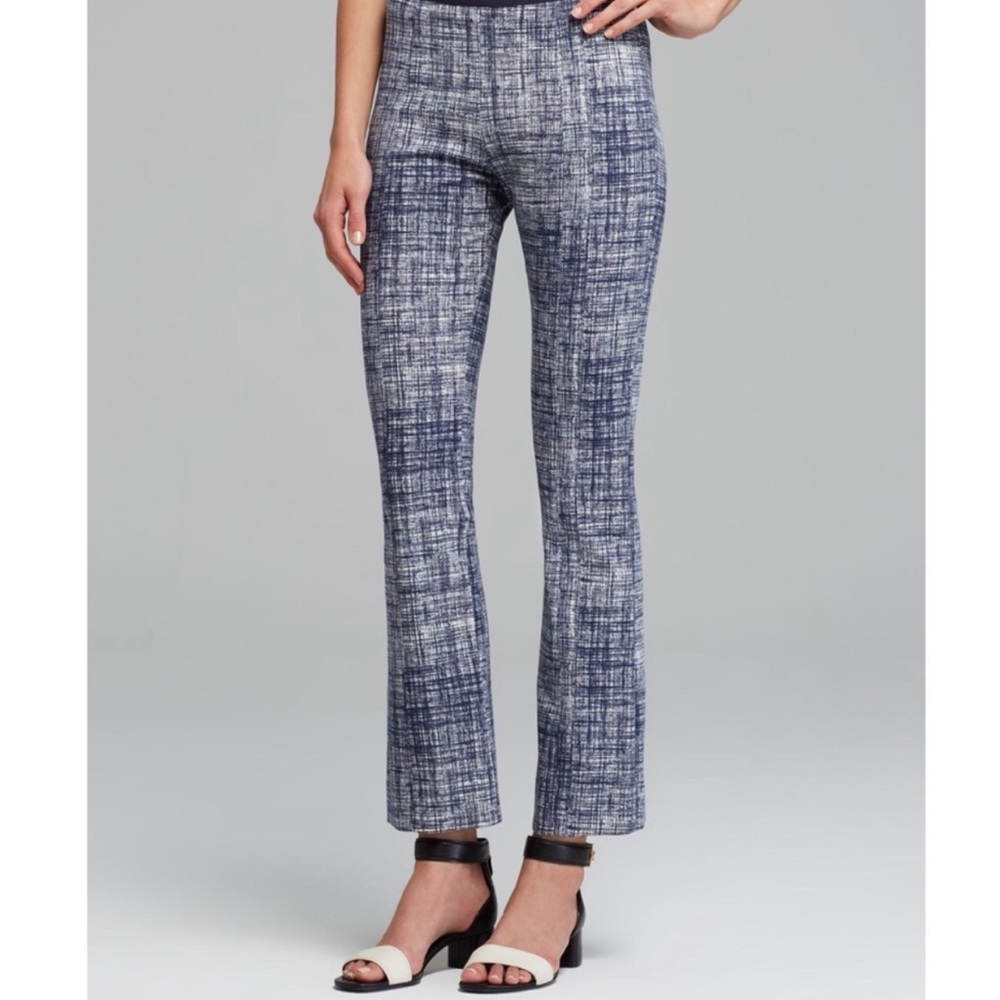 TORY BURCH navy crosshatch tweed cropped ankle pants 4